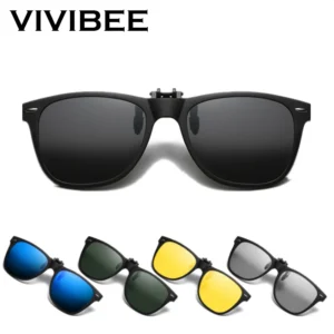 VIVIBEE Men Polarized Clip On Flip Up Sunglasses