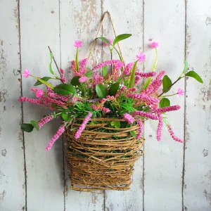 Pink Hanging Basket with Flowers