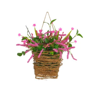 Pink Hanging Basket with Flowers