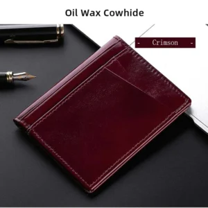 YUECIMIE Genuine Leather Mini Credit Card Holder Wallet