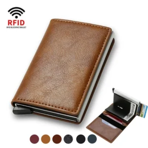 Vintage Brown Leather RFID Card Holder Wallet