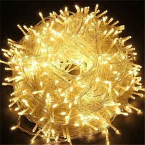 220V EU Plug 20M Outdoor Yellow Christmas Lights