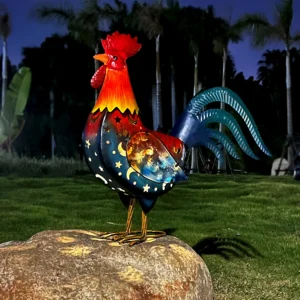 Outdoor Rooster Solar Light Decor