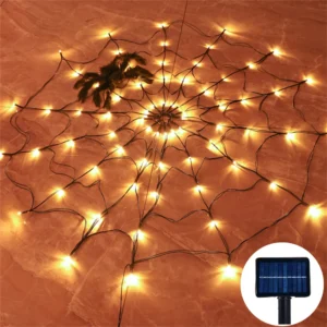 Solar LED Spider Web Purple Outdoor Halloween Lights