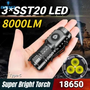 High Quality 3xSST20 LED Super Lights Flashlight