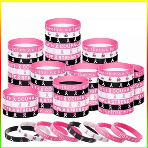 4 to 64pcs Breast Cancer Wristbands Unisex