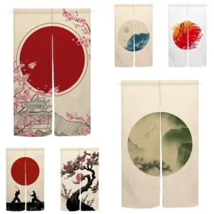 Japan Door Red Sun Circle Curtains