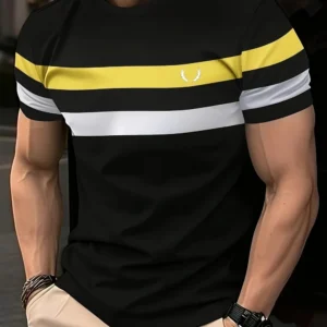 Men’s Striped Print T-Shirt | Funny Casual O-Neck Summer Sports Tee