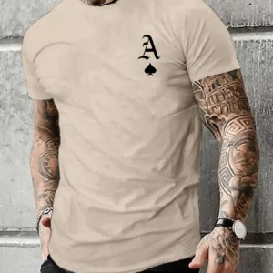 Men’s Casual Loose Fit A-Letter Print T-Shirt | Plus Size Summer Comfort