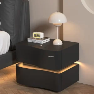 Nordic Cream Style Nightstand with Light